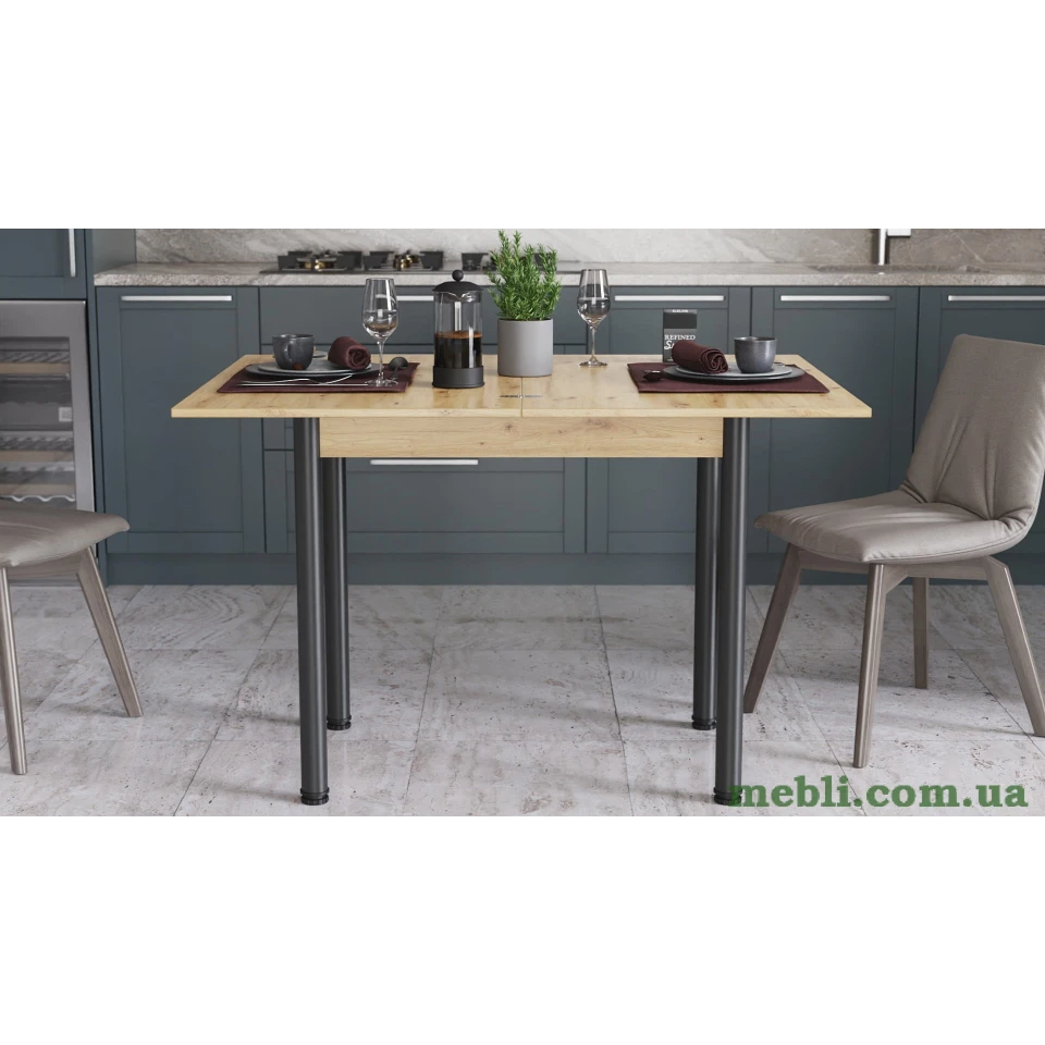 Обідній стіл-формер розкладний Берта Ferrum-decor 750x1200x900 Чорний метал ДСП Дуб Артизан