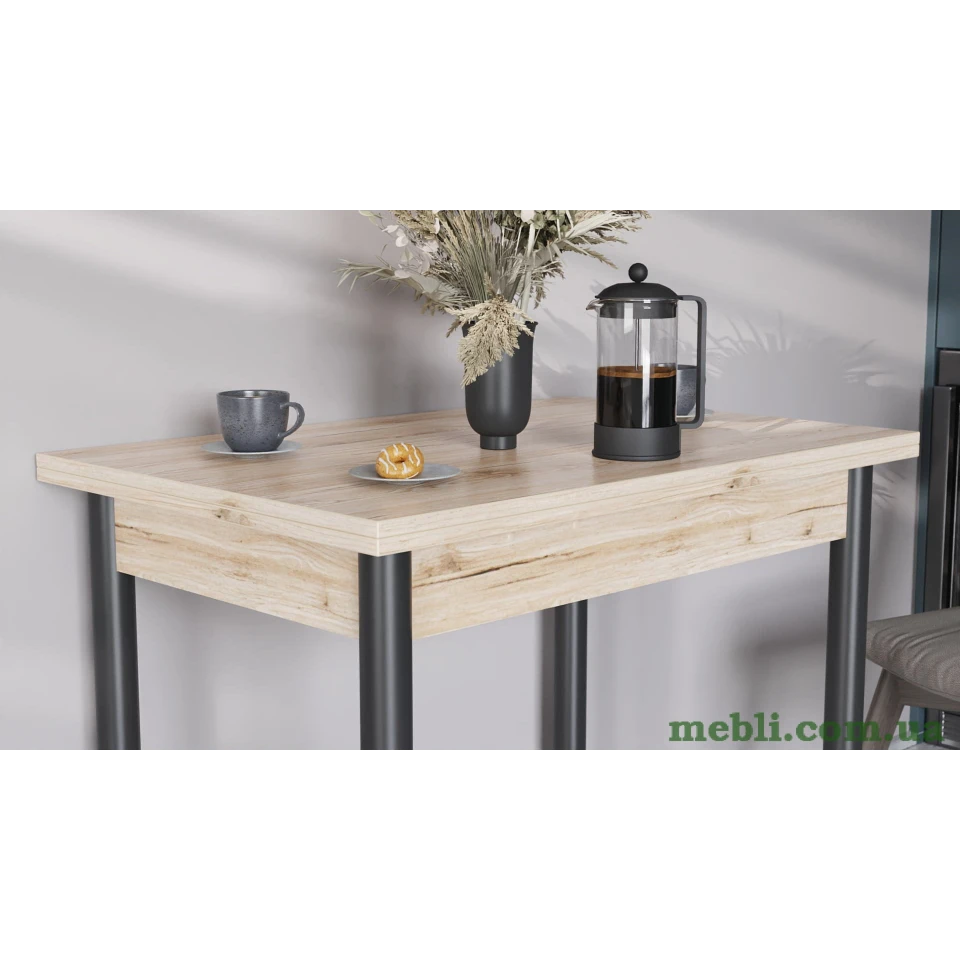 Обідній стіл-формер розкладний Берта Ferrum-decor 750x1200x900 Чорний метал ДСП Дуб Сан-Марино