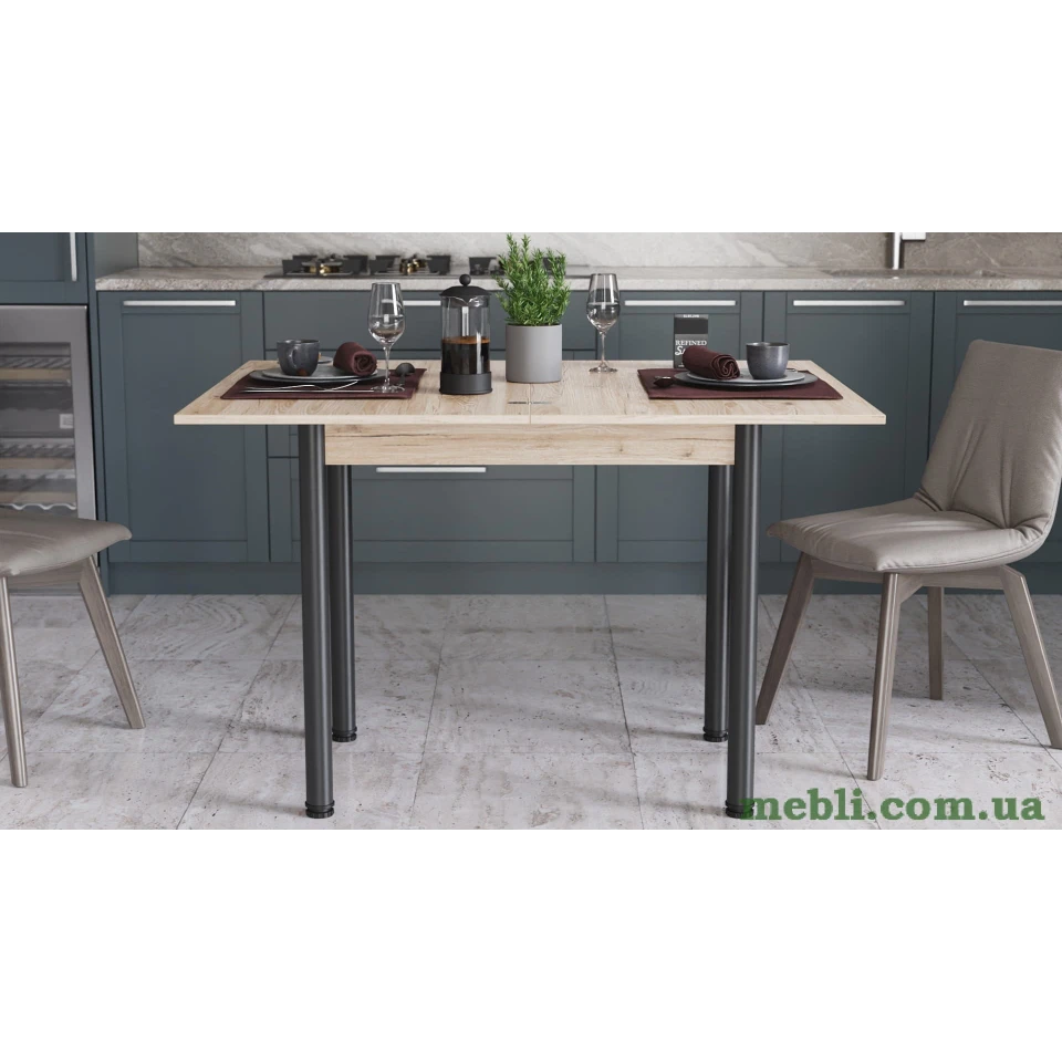 Обідній стіл-формер розкладний Берта Ferrum-decor 750x1200x900 Чорний метал ДСП Дуб Сан-Марино