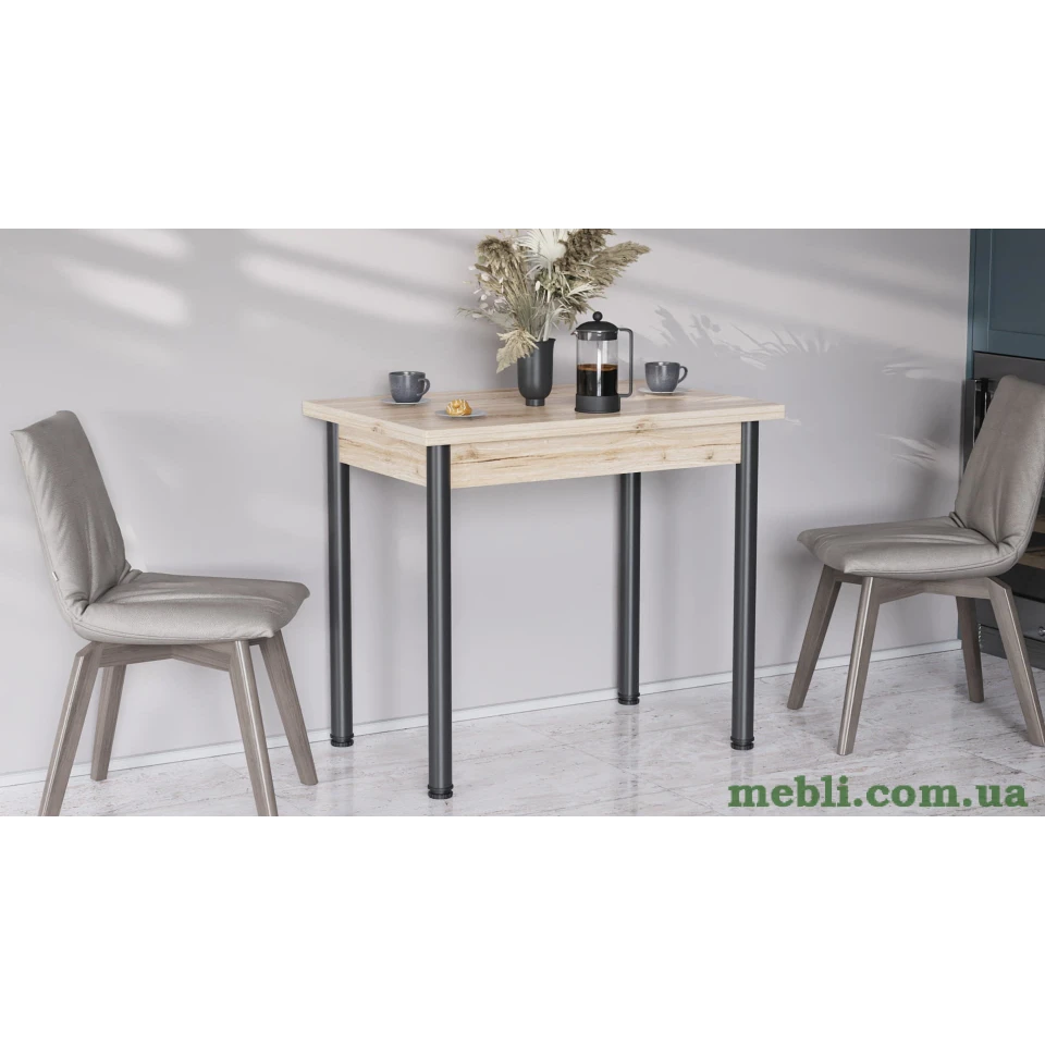 Обідній стіл-формер розкладний Берта Ferrum-decor 750x1200x900 Чорний метал ДСП Дуб Сан-Марино