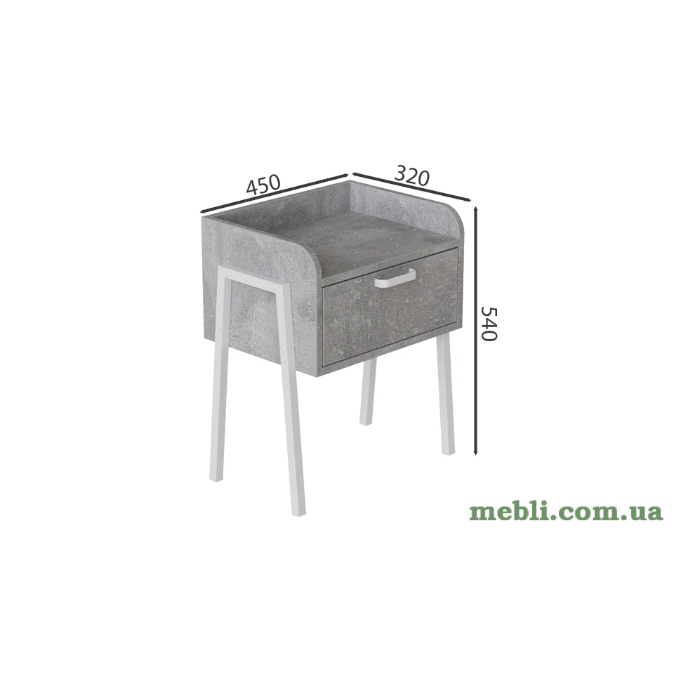Тумба модульна Ferrum-decor Бетті 540x450x320 метал Білий ДСП Бетон