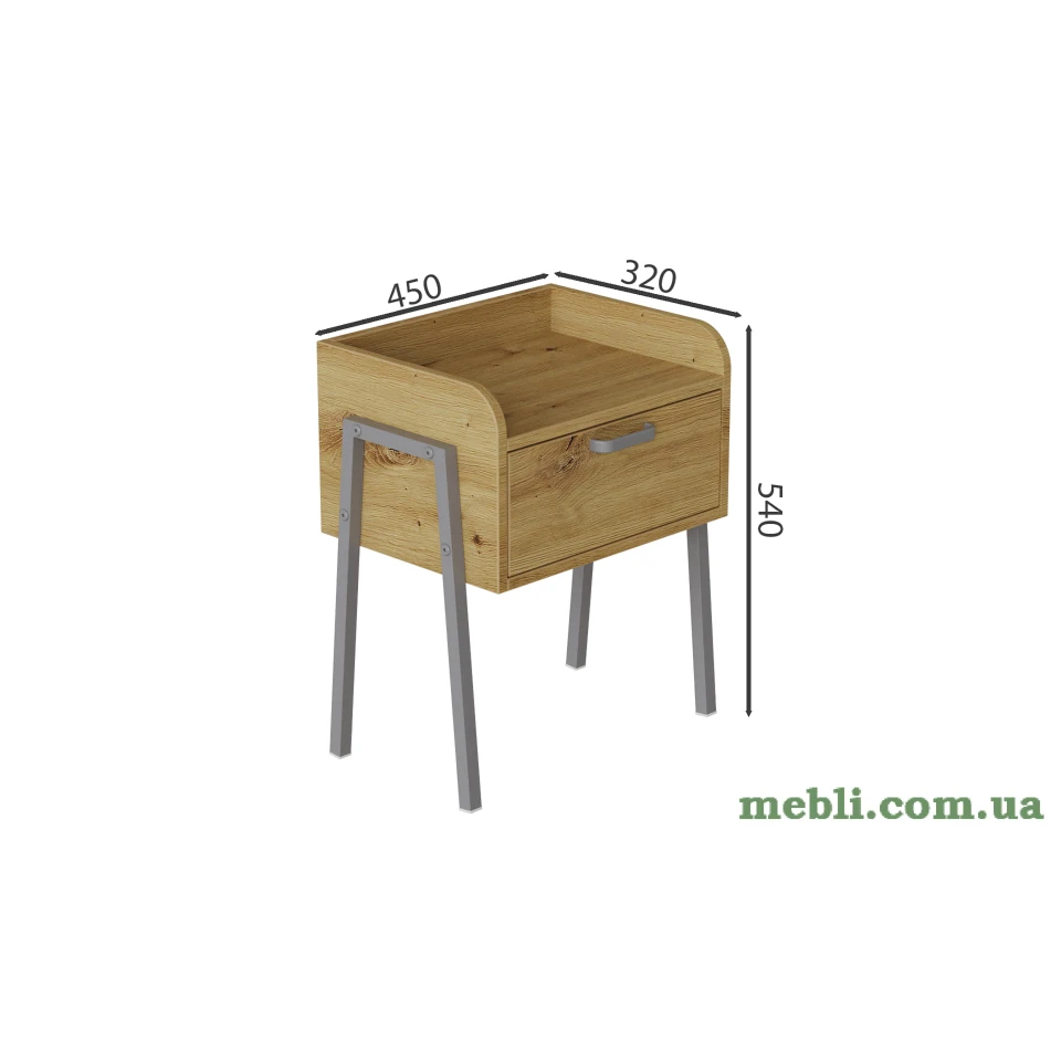 Тумба модульна Ferrum-decor Бетті 540x450x320 метал Сірий ДСП Дуб Артизан