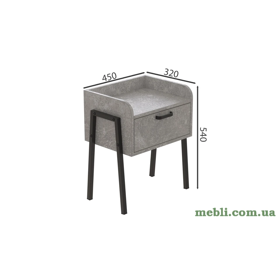 Тумба модульна Ferrum-decor Бетті 540x450x320 метал Чорний ДСП Бетон