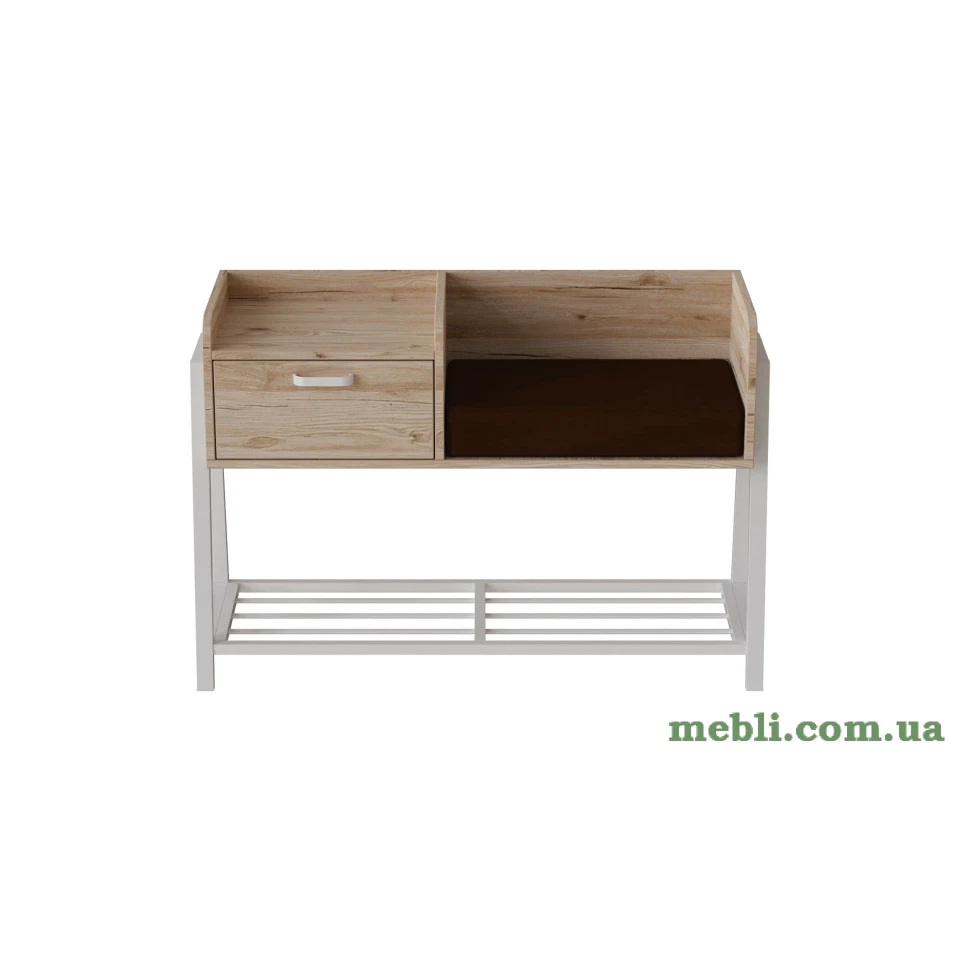Банкетка із тумбочкою Ferrum-decor Бланка 540x1000x320 метал Білий ДСП Артизан