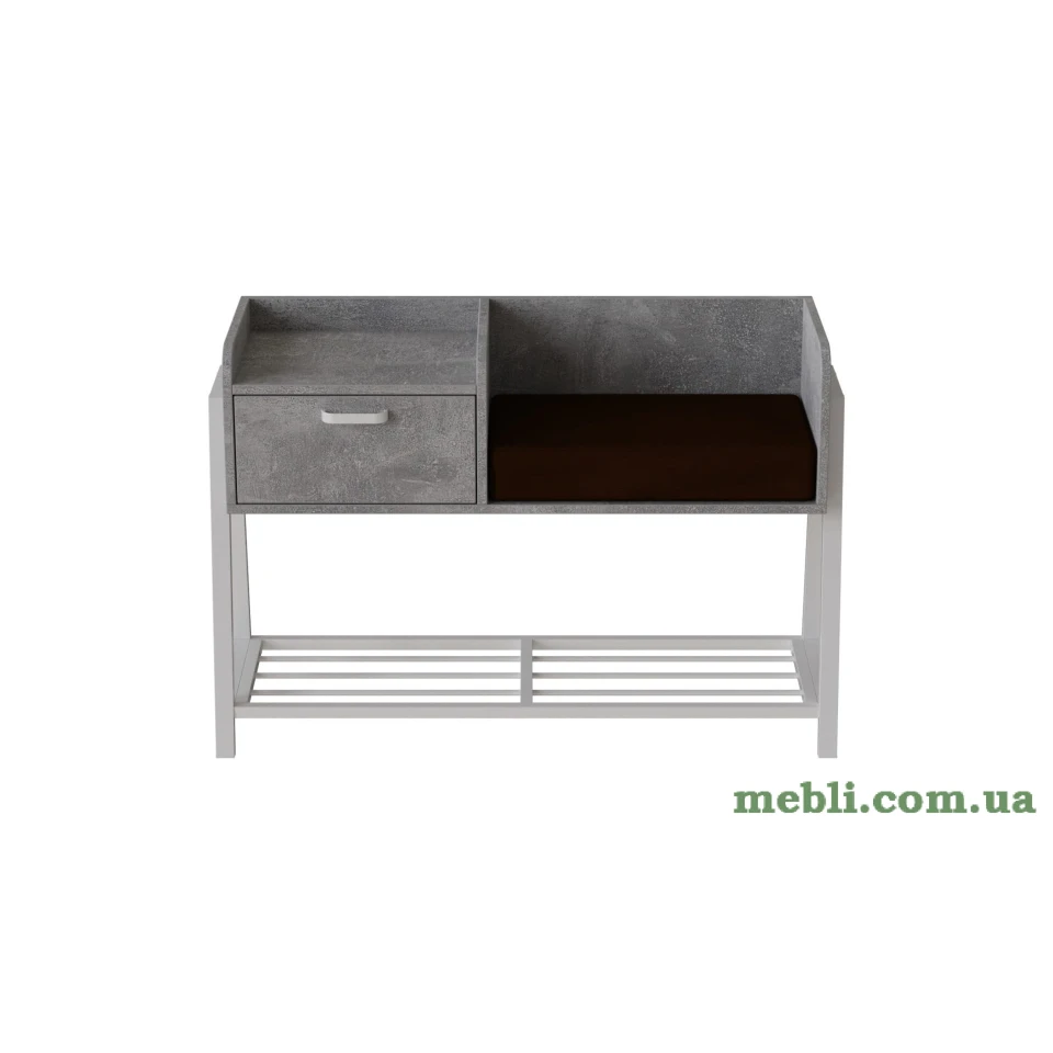 Банкетка із тумбочкою Ferrum-decor Бланка 540x1000x320 метал Сірий ДСП Бетон