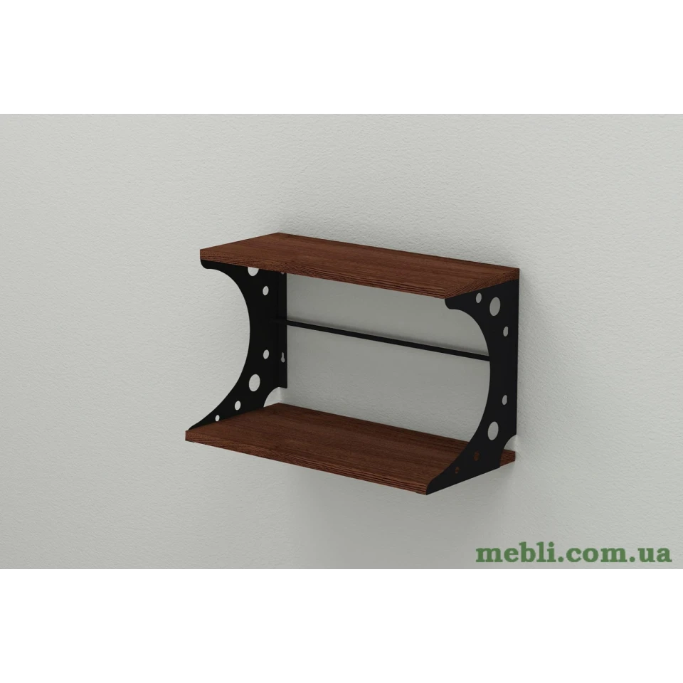 Настінна полиця Ferrum-decor Букін 330x500x240 метал Чорний ДСП Венге