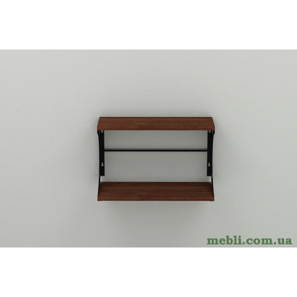 Настінна полиця Ferrum-decor Букін 330x500x240 метал Чорний ДСП Венге