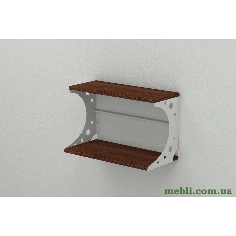 Настінна полиця Ferrum-decor Букін 330x600x240 метал Білий ДСП Венге