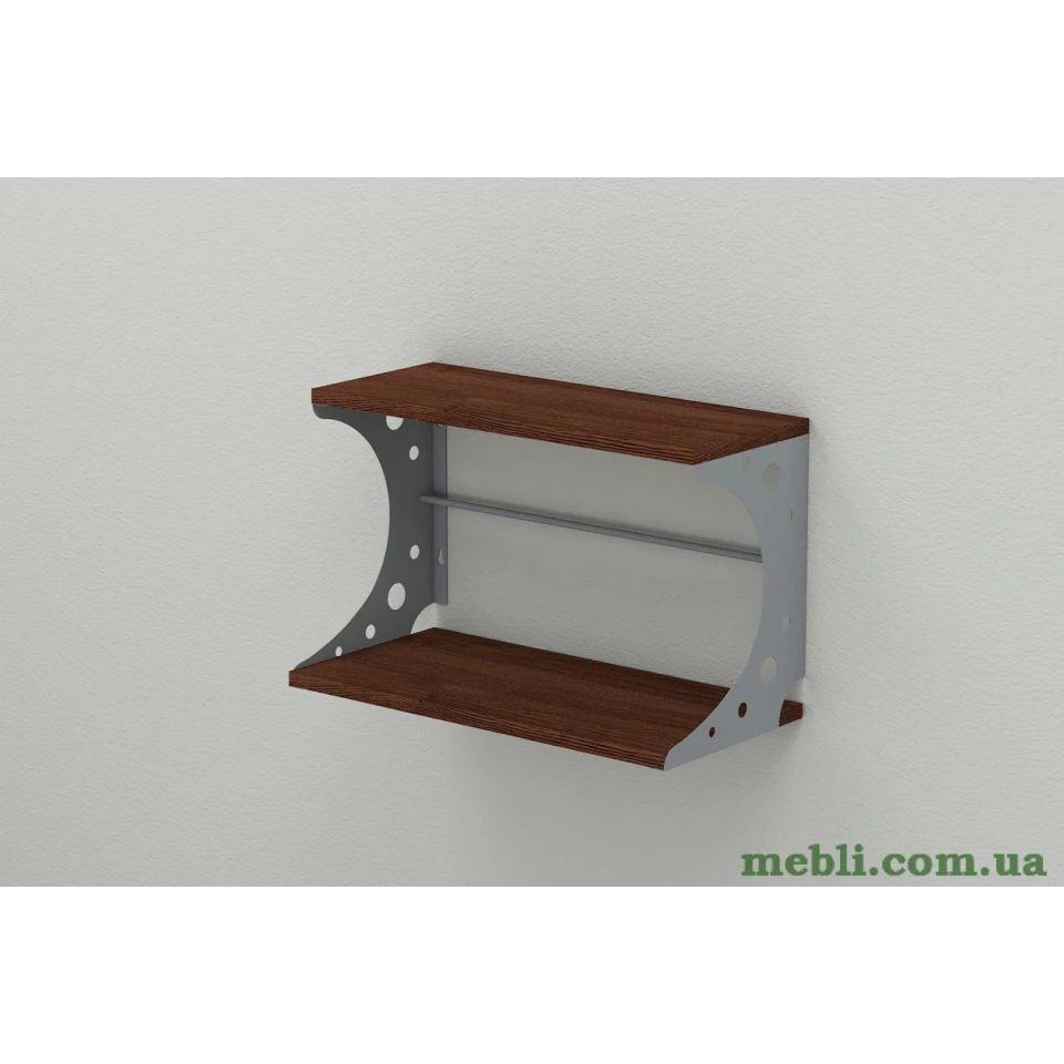 Настінна полиця Ferrum-decor Букін 330x600x240 метал Сірий ДСП Венге