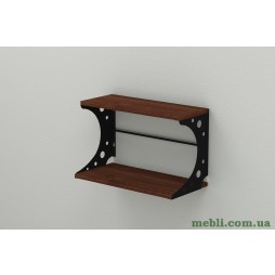 Настінна полиця Ferrum-decor Букін 330x600x240 метал Чорний ДСП Венге