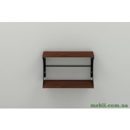 Настінна полиця Ferrum-decor Букін 330x700x240 метал Чорний ДСП Венге