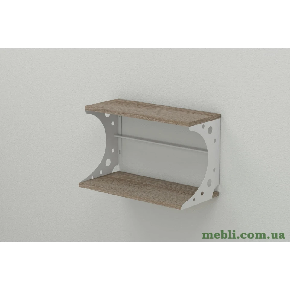 Полиця настінна Ferrum-decor Букін 330x500x240 метал Білий ДСП Сонома Трюфель