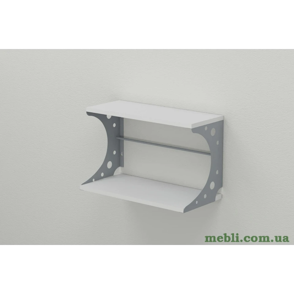 Полиця настінна Ferrum-decor Букін 330x500x240 метал Сірий ДСП Білий