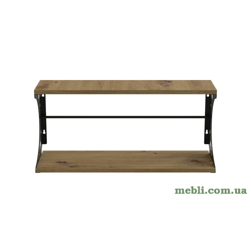 Полиця настінна Ferrum-decor Букін 330x500x240 метал Чорний ДСП Дуб Артізан