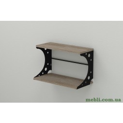 Полиця настінна Ferrum-decor Букін 330x500x240 метал Чорний ДСП Сонома Трюфель