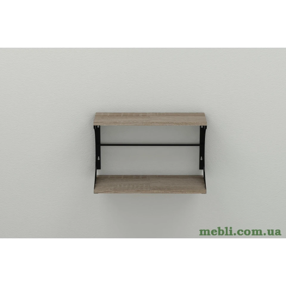 Полиця настінна Ferrum-decor Букін 330x500x240 метал Чорний ДСП Сонома Трюфель