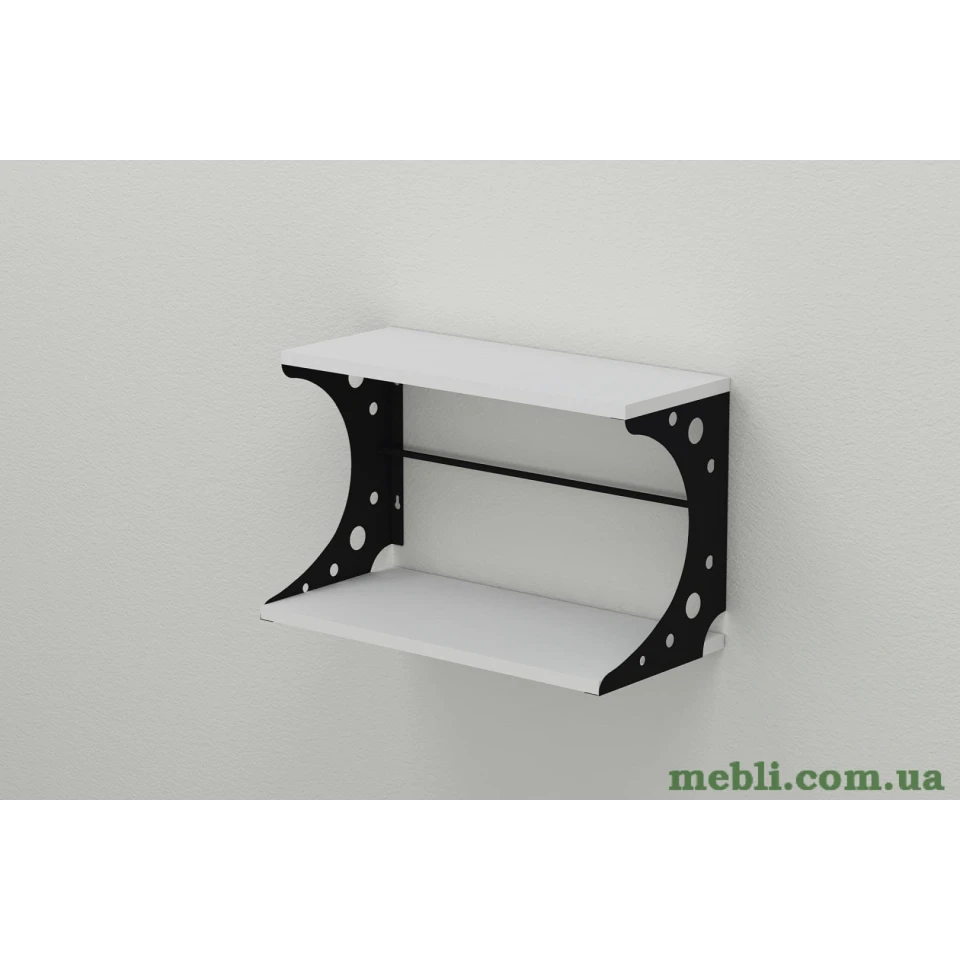 Полиця настінна Ferrum-decor Букін 330x600x240 метал Чорний ДСП Білий