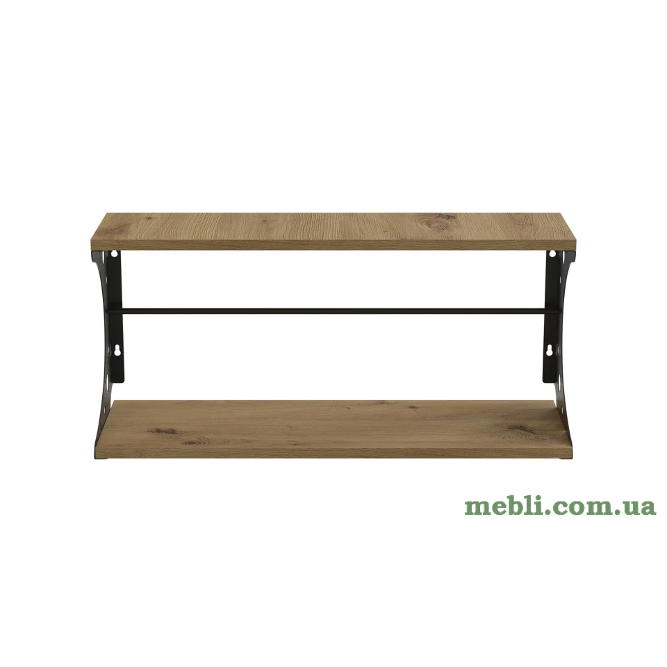 Полиця настінна Ferrum-decor Букін 330x600x240 метал Чорний ДСП Дуб Артізан