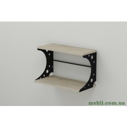 Полиця настінна Ferrum-decor Букін 330x600x240 метал Чорний ДСП Сонома