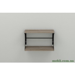 Полиця настінна Ferrum-decor Букін 330x600x240 метал Чорний ДСП Сонома Трюфель