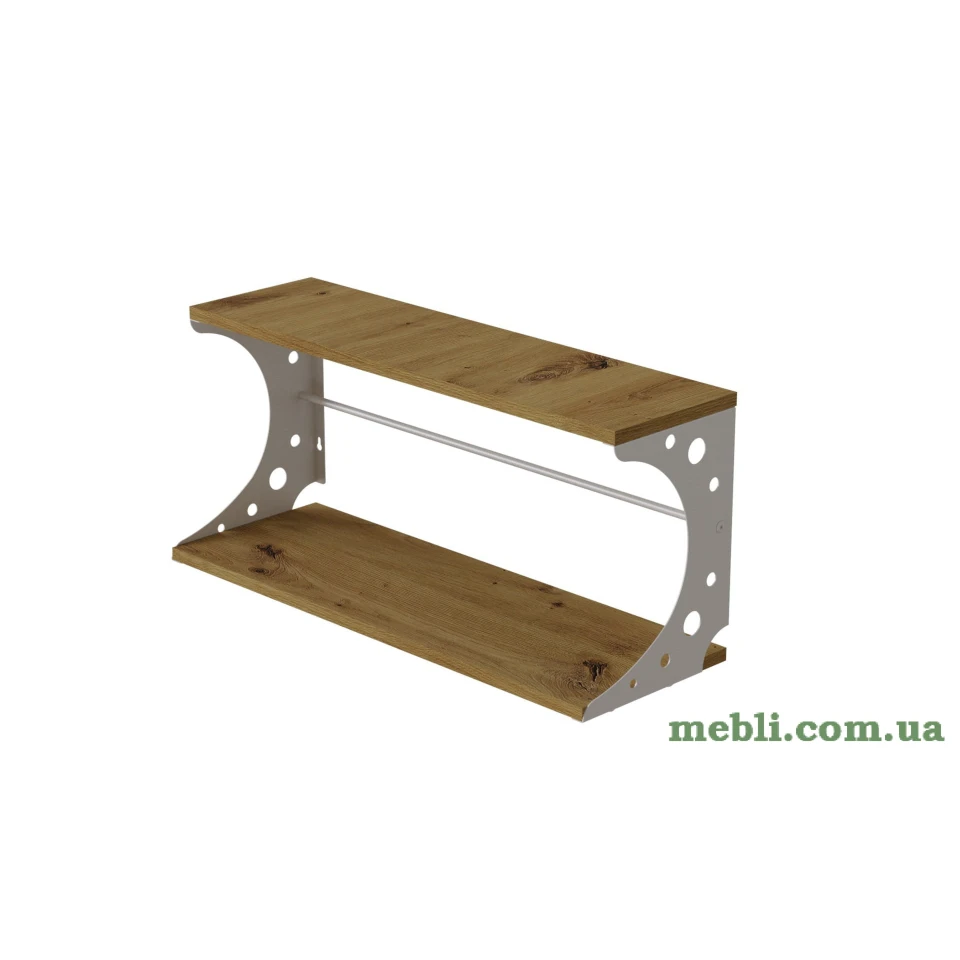 Полиця настінна Ferrum-decor Букін 330x700x240 метал Білий ДСП Дуб Артізан