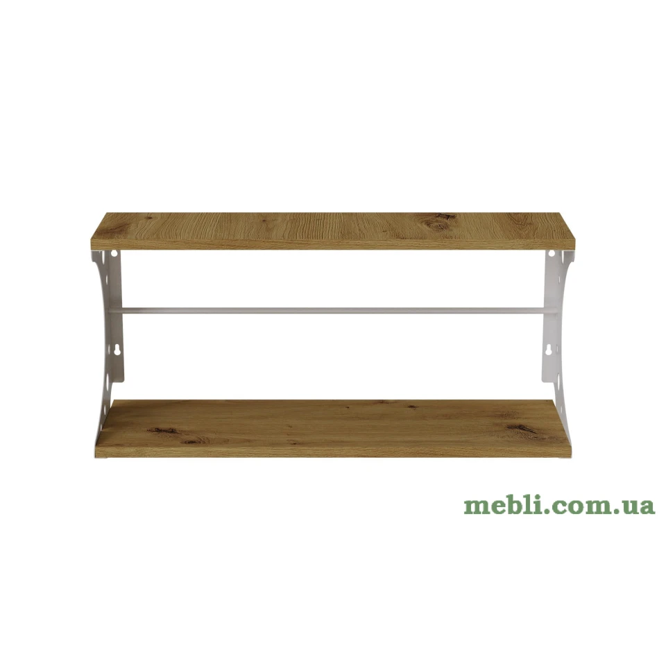 Полиця настінна Ferrum-decor Букін 330x700x240 метал Білий ДСП Дуб Артізан