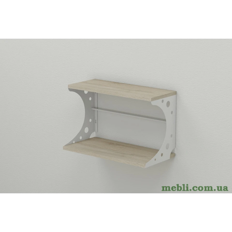 Полиця настінна Ferrum-decor Букін 330x700x240 метал Білий ДСП Сонома