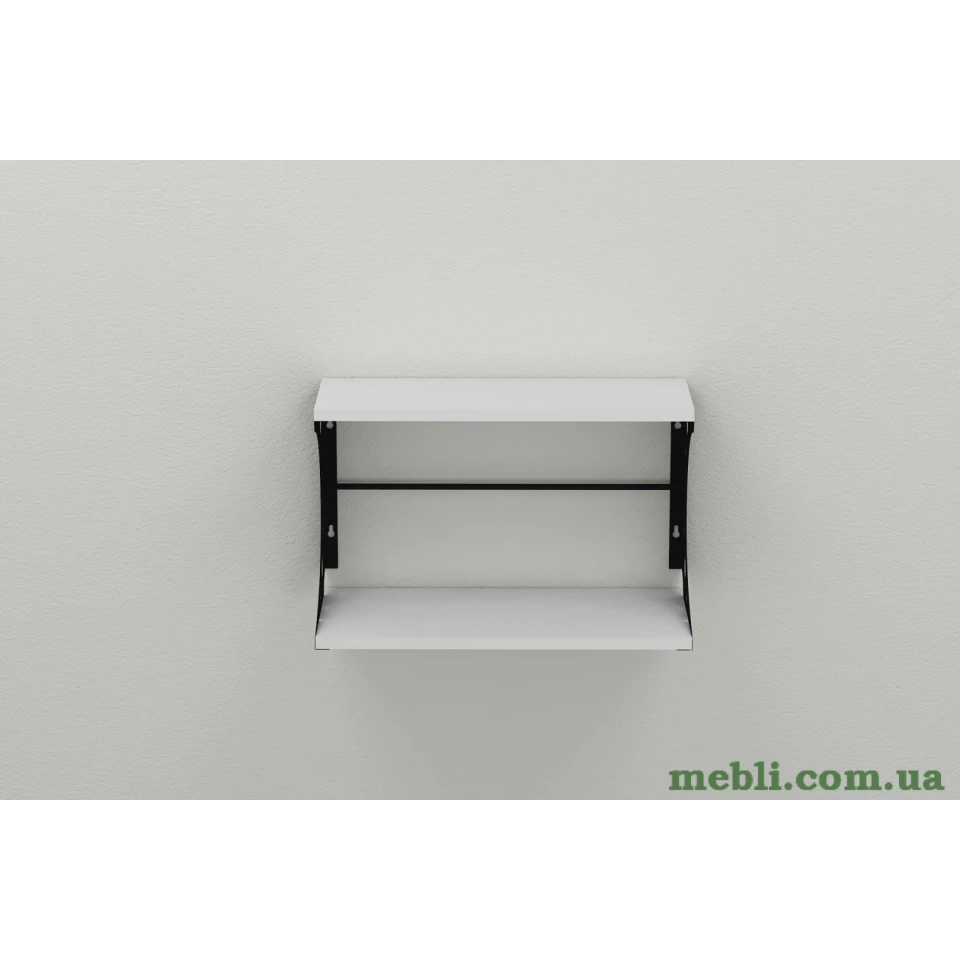 Полиця настінна Ferrum-decor Букін 330x700x240 метал Чорний ДСП Білий