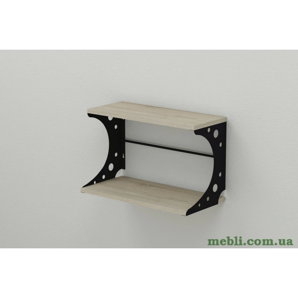 Полиця настінна Ferrum-decor Букін 330x700x240 метал Чорний ДСП Сонома