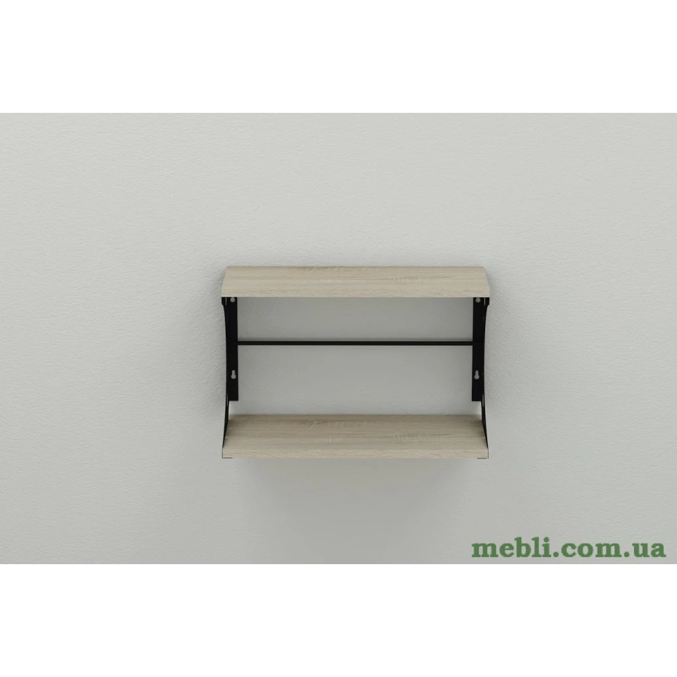 Полиця настінна Ferrum-decor Букін 330x700x240 метал Чорний ДСП Сонома