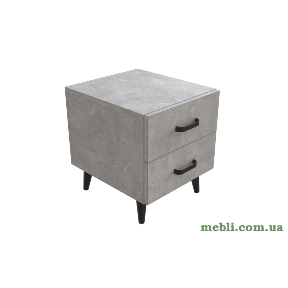 Тумба Віва 2 на конусних ніжках Ferrum-decor 41x35x40 Чорний метал ДСП Бетон