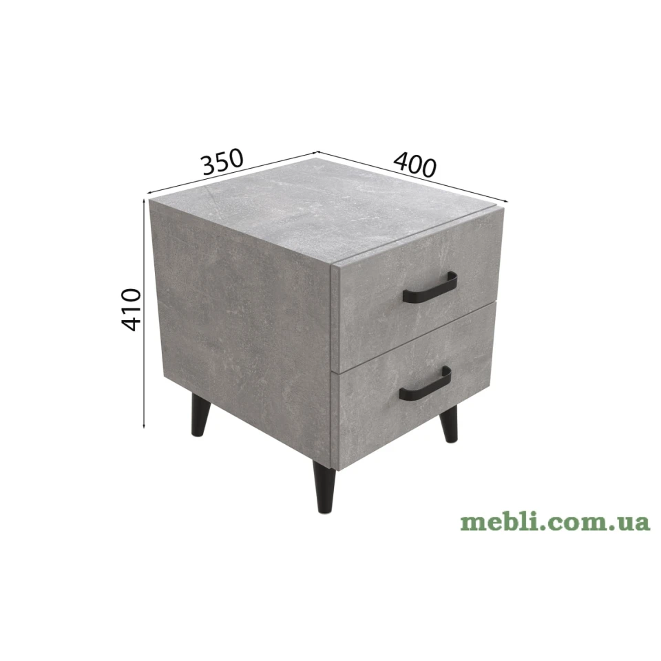 Тумба Віва 2 на конусних ніжках Ferrum-decor 41x35x40 Чорний метал ДСП Бетон