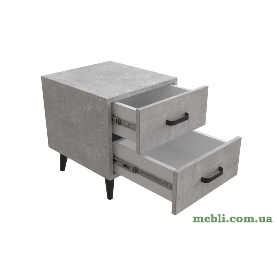 Тумба Віва 2 на конусних ніжках Ferrum-decor 41x35x40 Чорний метал ДСП Бетон