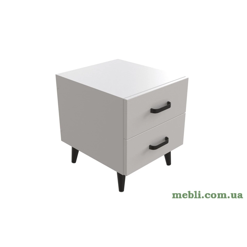 Тумба Віва 2 на конусних ніжках Ferrum-decor 41x35x40 Чорний метал ДСП Білий