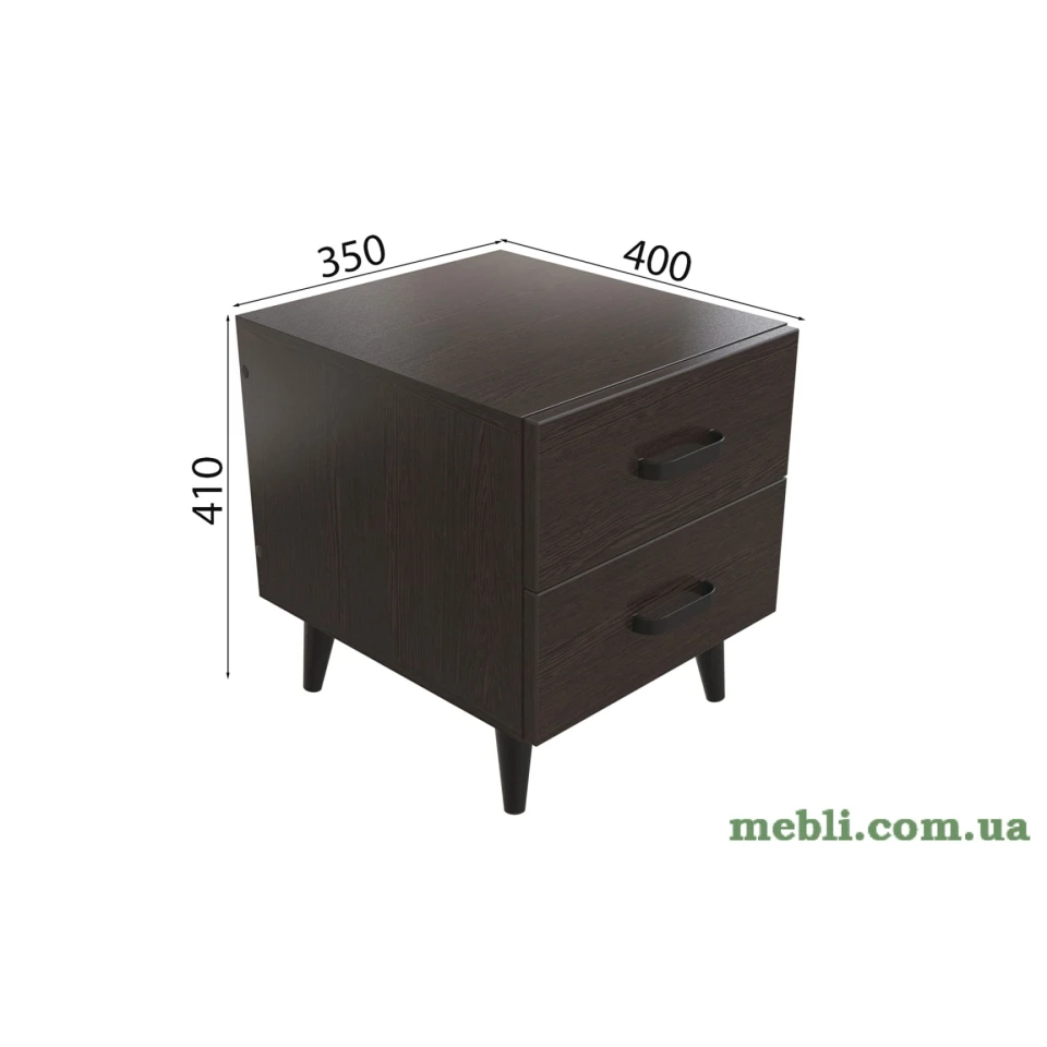 Тумба Віва 2 на конусних ніжках Ferrum-decor 41x35x40 Чорний метал ДСП Венге Магія