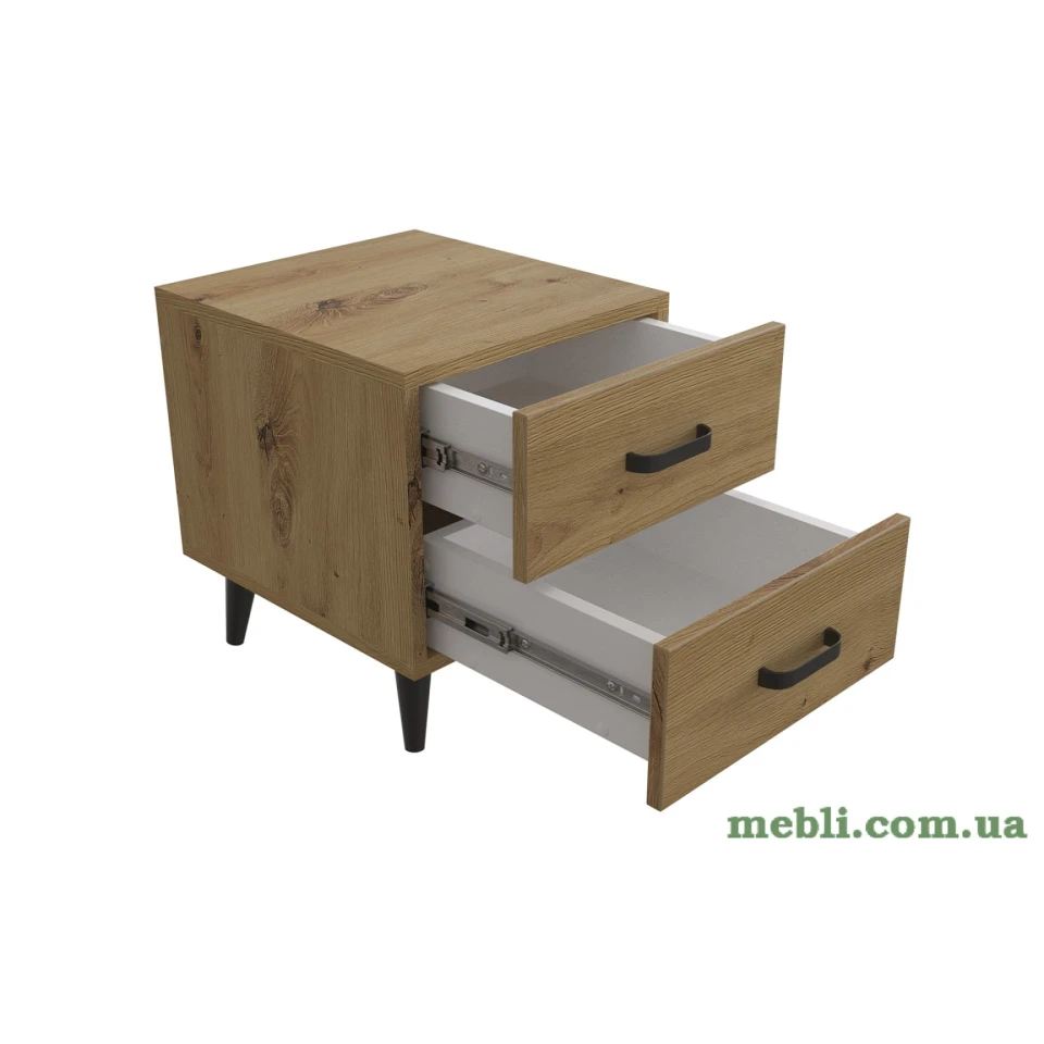 Тумба Віва 2 на конусних ніжках Ferrum-decor 41x35x40 Чорний метал ДСП Дуб Артизан