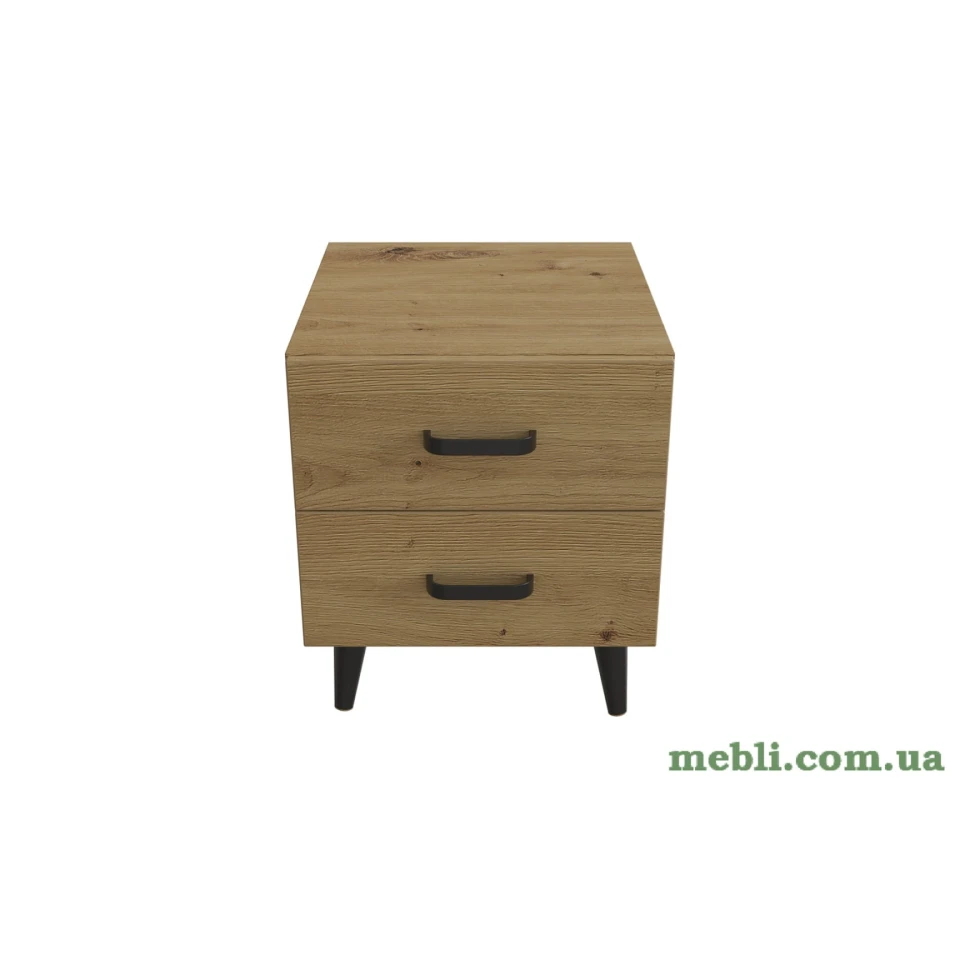 Тумба Віва 2 на конусних ніжках Ferrum-decor 41x35x40 Чорний метал ДСП Дуб Артизан