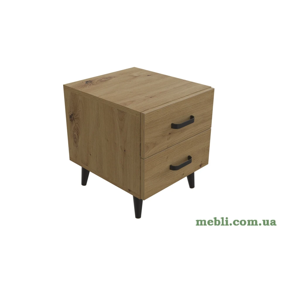 Тумба Віва 2 на конусних ніжках Ferrum-decor 41x35x40 Чорний метал ДСП Дуб Артизан