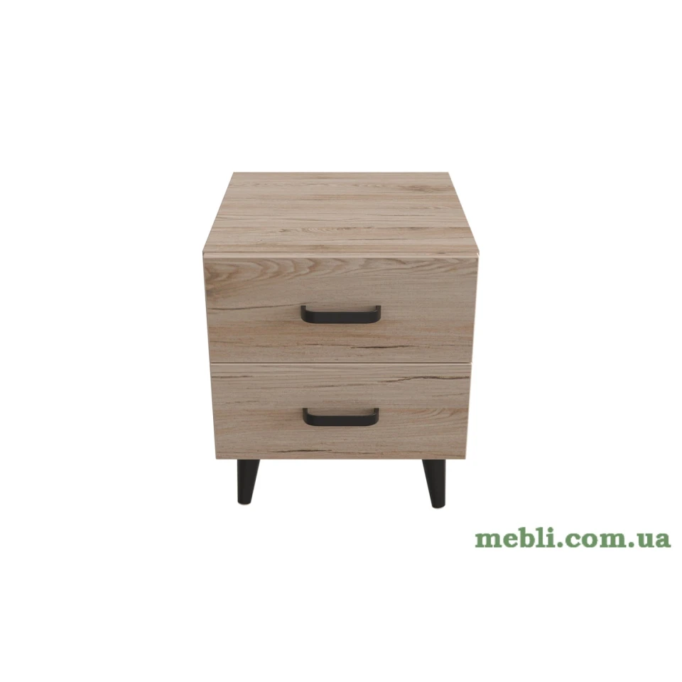 Тумба Віва 2 на конусних ніжках Ferrum-decor 41x35x40 Чорний метал ДСП Дуб Сан-Марино