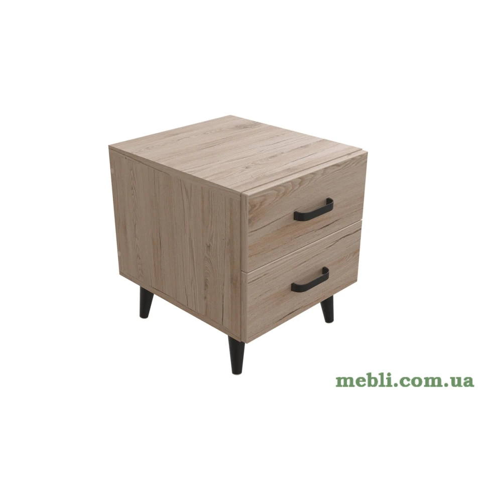 Тумба Віва 2 на конусних ніжках Ferrum-decor 41x35x40 Чорний метал ДСП Дуб Сан-Марино
