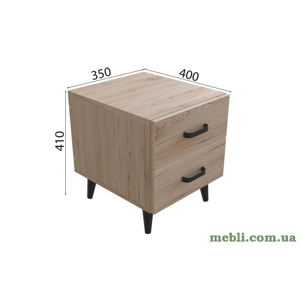 Тумба Віва 2 на конусних ніжках Ferrum-decor 41x35x40 Чорний метал ДСП Дуб Сан-Марино