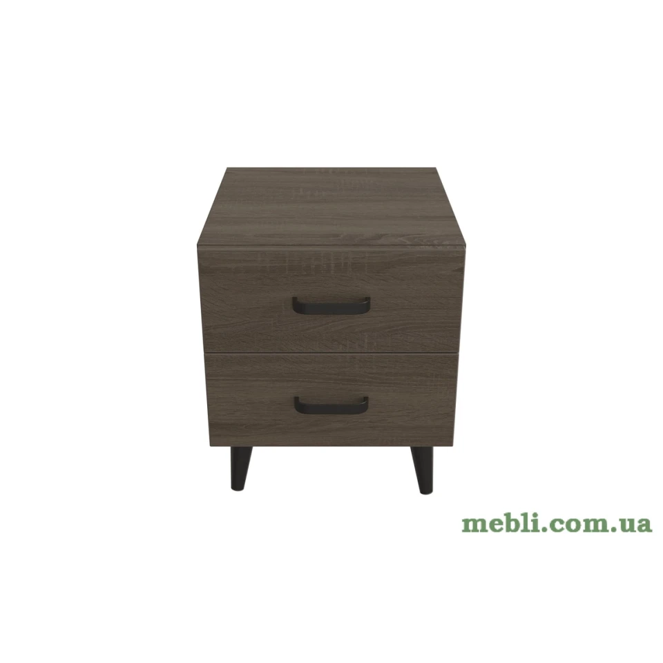Тумба Віва 2 на конусних ніжках Ferrum-decor 41x35x40 Чорний метал ДСП Дуб Сонома Трюфель