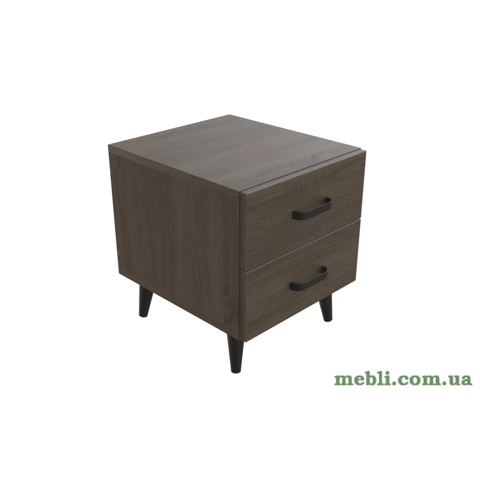 Тумба Віва 2 на конусних ніжках Ferrum-decor 41x35x40 Чорний метал ДСП Дуб Сонома Трюфель