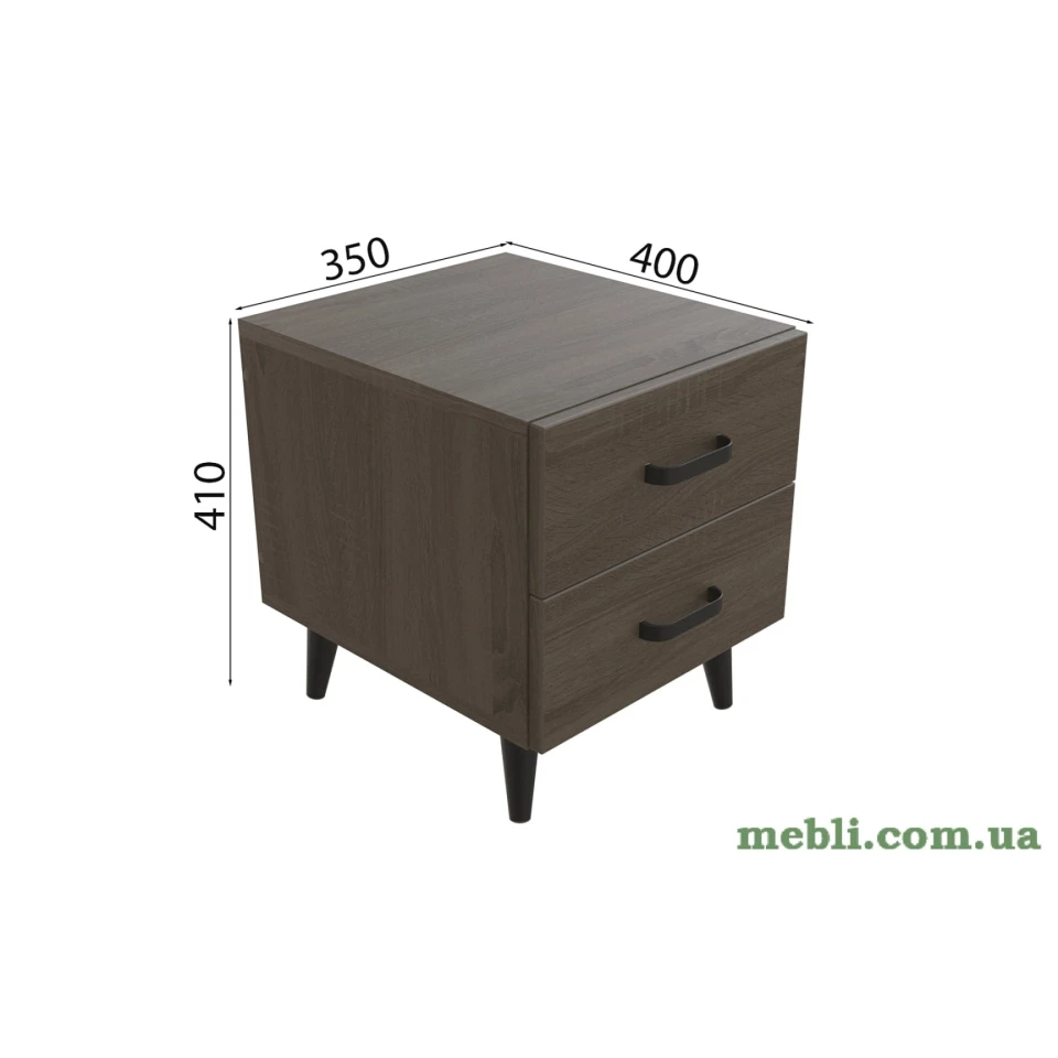Тумба Віва 2 на конусних ніжках Ferrum-decor 41x35x40 Чорний метал ДСП Дуб Сонома Трюфель