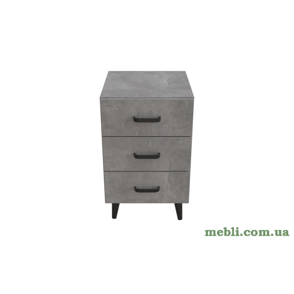 Тумба Віва 3 на конусних ніжках Ferrum-decor 56,5x35x40 Чорний метал ДСП Бетон