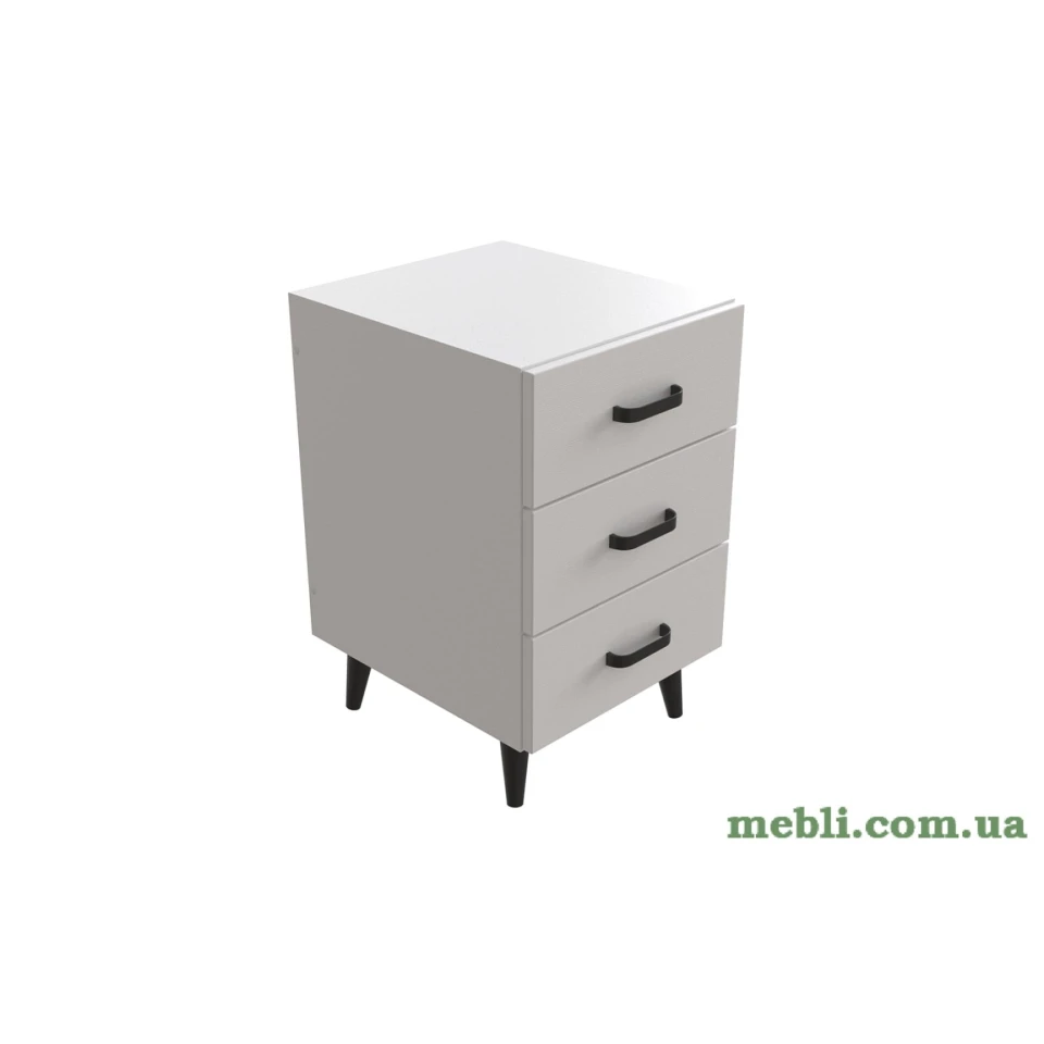 Тумба Віва 3 на конусних ніжках Ferrum-decor 56,5x35x40 Чорний метал ДСП Білий