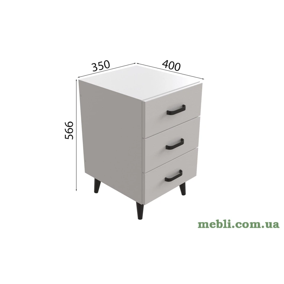 Тумба Віва 3 на конусних ніжках Ferrum-decor 56,5x35x40 Чорний метал ДСП Білий