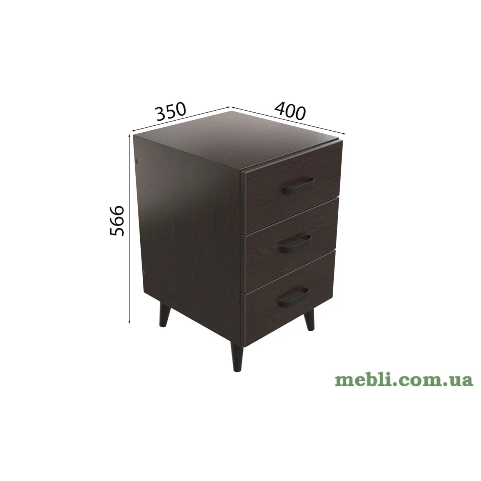Тумба Віва 3 на конусних ніжках Ferrum-decor 56,5x35x40 Чорний метал ДСП Венге Магія