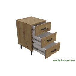 Тумба Віва 3 на конусних ніжках Ferrum-decor 56,5x35x40 Чорний метал ДСП Дуб Артизан