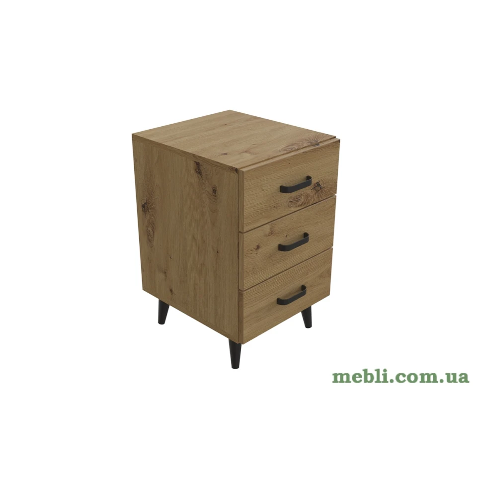 Тумба Віва 3 на конусних ніжках Ferrum-decor 56,5x35x40 Чорний метал ДСП Дуб Артизан